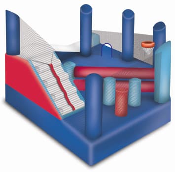 Cutaway view of the Mickey Clubhouse climb and obstacles
