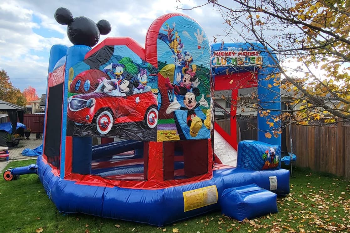 Mickey Mouse Clubhouse 5-in-1 bouncy castle set up outdoors